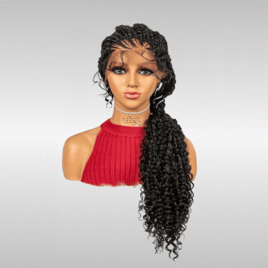 28" Curly Lace Braid Wig - 1 Tresses Cornrow Box Braids