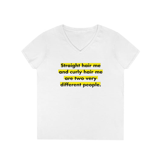 Straight & Curly Me V-Neck T-Shirt