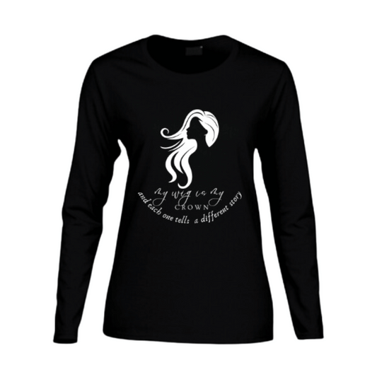 My Wig is My Crown Women's Long-Sleeve T-Shirt - White