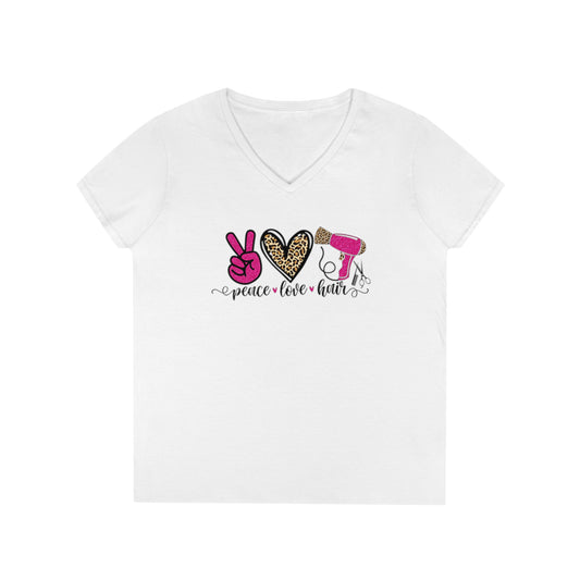 Peace Love Hair V-Neck T-Shirt