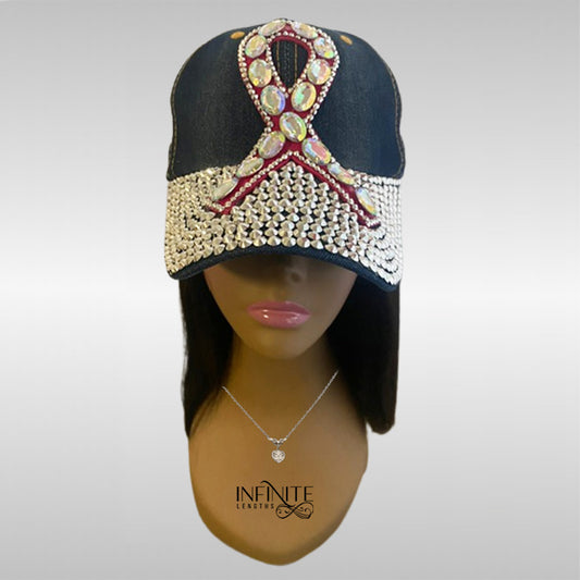 Breast Cancer Awareness Denim Bling Cap